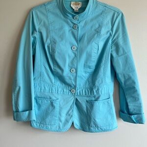 Talbots Blue Blazer Mandarin Collar business casual size 8